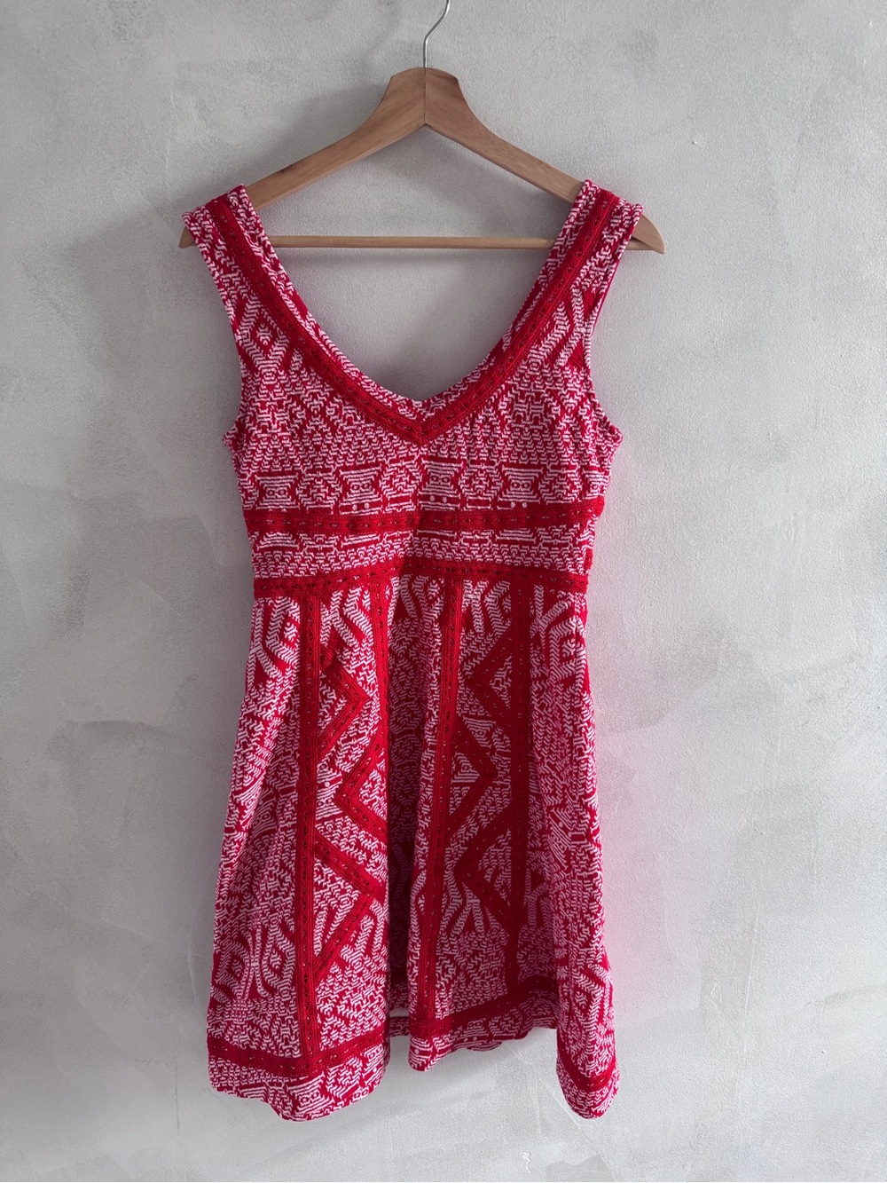 Maeve - Red and White Patterned Mini Dress - Picture 5 of 6